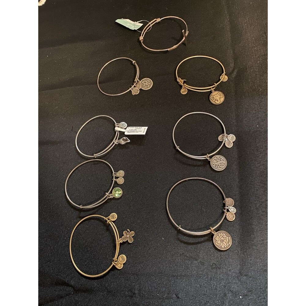 Alex And Ani Bracelet Lot Of 7, Various Metal Colors, Plus Bonus Bracelet